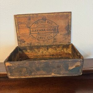 Antique Tampa, FLA. Havana Cigar "The Check Mate" Empty Box - Heavy Damage/age